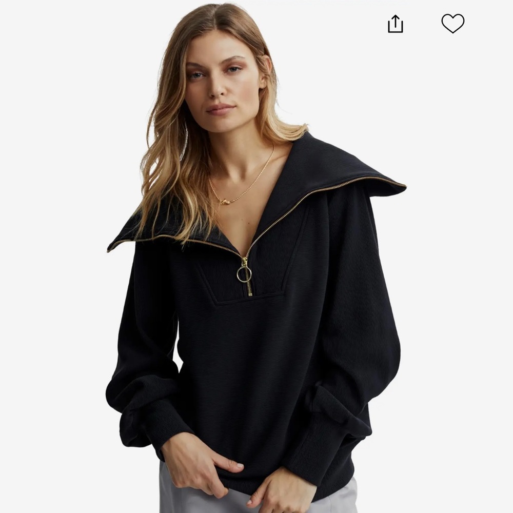 Varley Vine Pullover Black Zip-Up Sweater Large